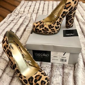SOLD—Size 7 Mossimo leopard suede platform heels